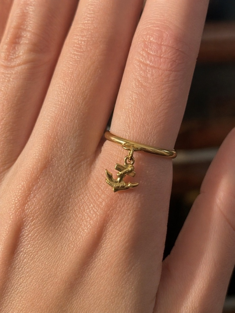 ⚓️ Tiny but BOLD – Gold Anchor Charm Ring Size 5 | Dainty Stackable Cutie